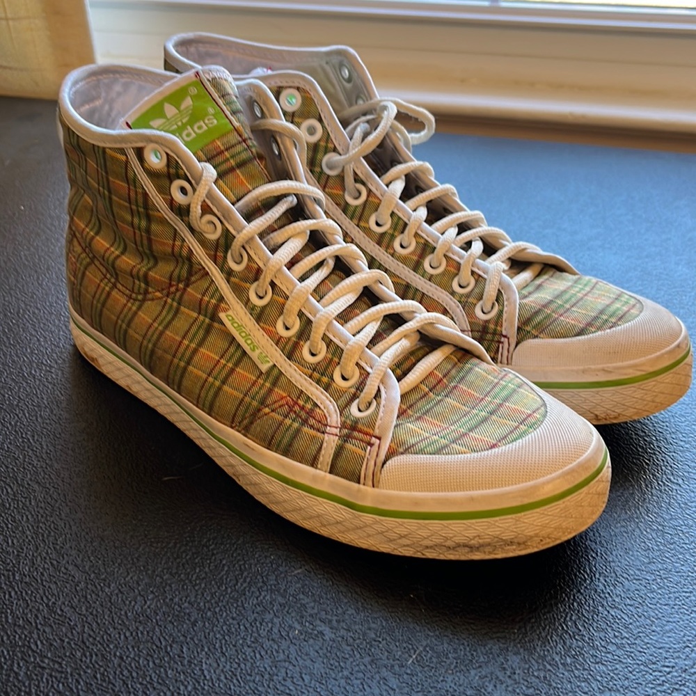 Adidas Plaid High Top Sneakers
